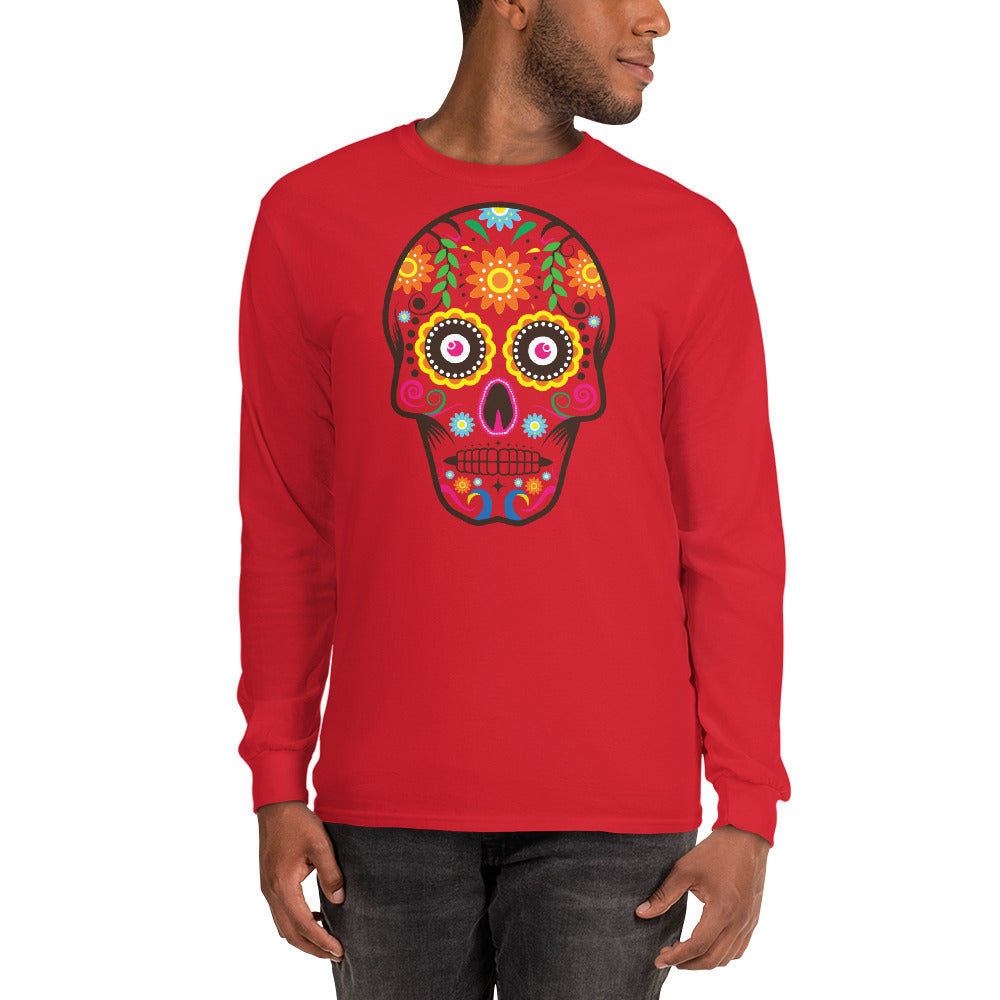 All The Way Live Designs Sugar Skull Breast Cancer Awareness Mens Full Dye Long Sleeve Jersey 4XL