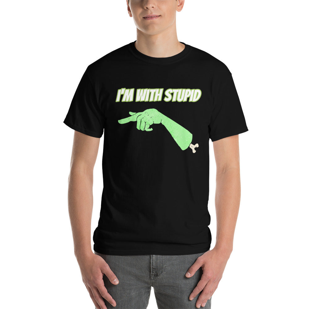 Funny | I'm With Stupid Zombie Arm - Gildan - Plus Size - Men's Short Sleeve T-Shirt