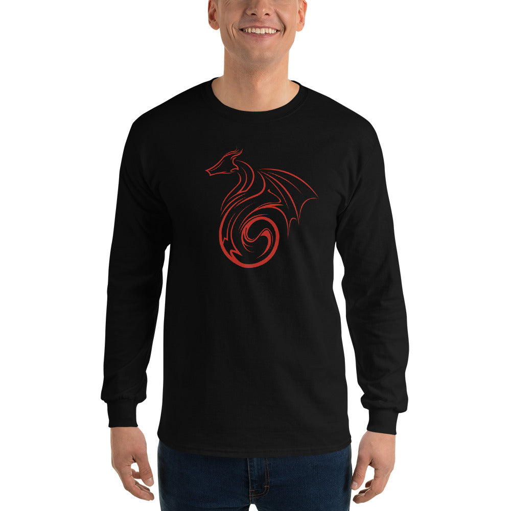 Red Abstract Dragon - Gildan - Plus Size - Men’s Long Sleeve Shirt