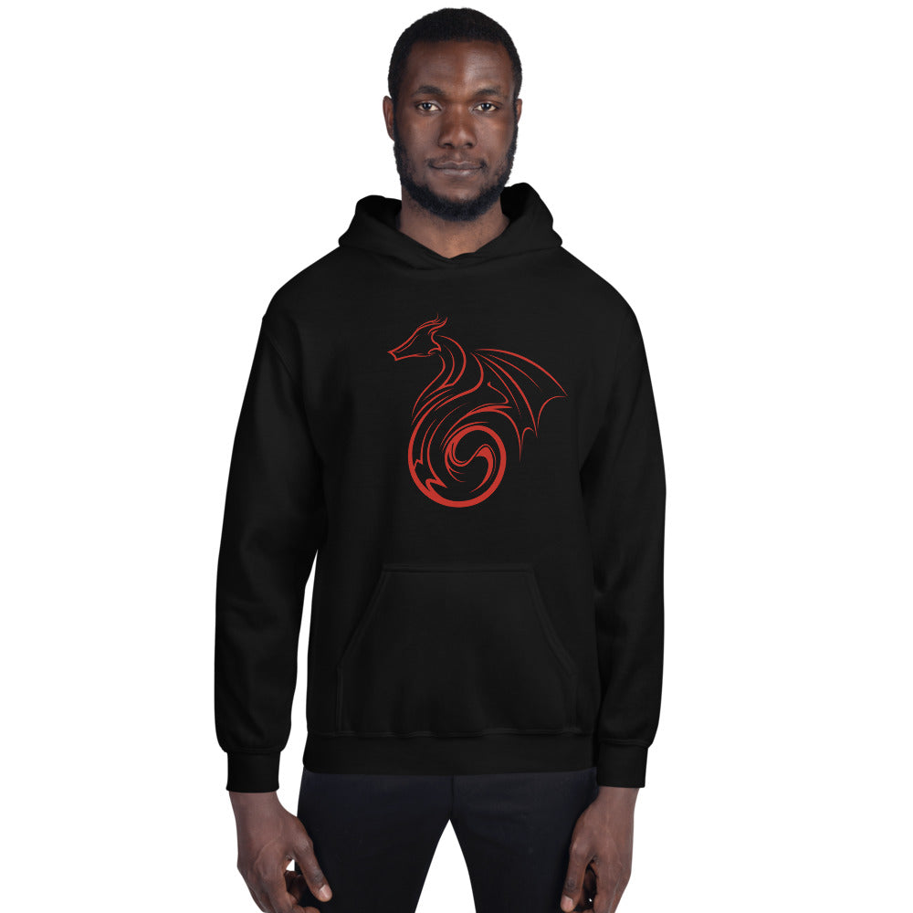 Red Abstract Dragon - Gildan - Plus Size - Unisex Hoodie