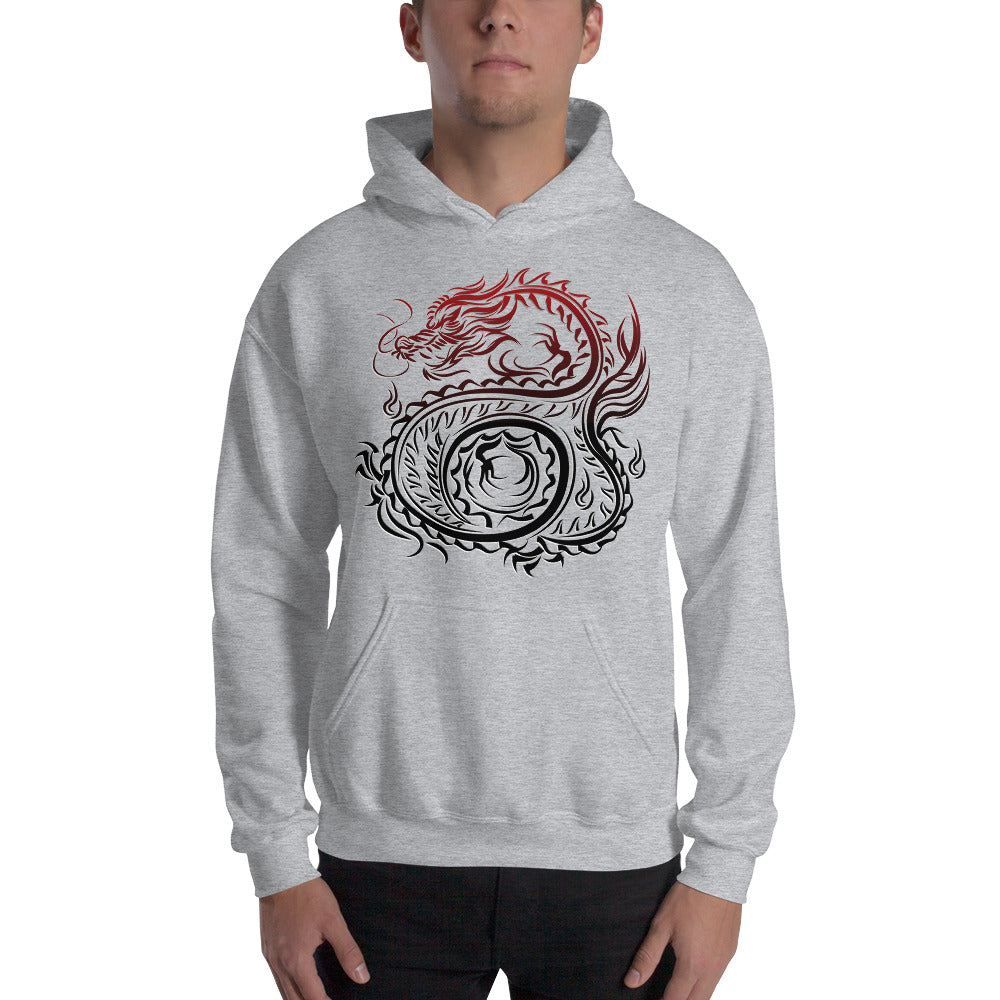 Black & Red Ombre Chinese Dragon - Gildan - Plus Size - Unisex Hoodie